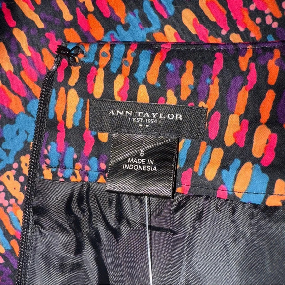 Ann Taylor Colorful Boho Pencil Lined Skirt Size 6 Back Zip Retro - Picture 7 of 8